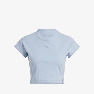 Adidas Women's LOUNGE RIBBED CROP TEE | Wonder Blue Crop Top |Size Medium
